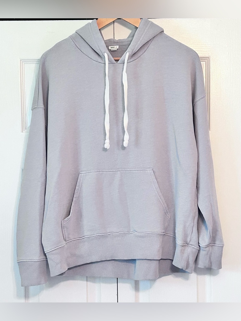 aerie Light Gray Pullover Hoodie with White Drawstrings